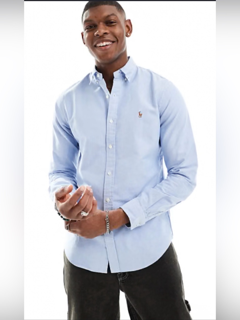 Ralph Lauren Light Oxford Blue Button-Down Dress Shirt with Polo Pony